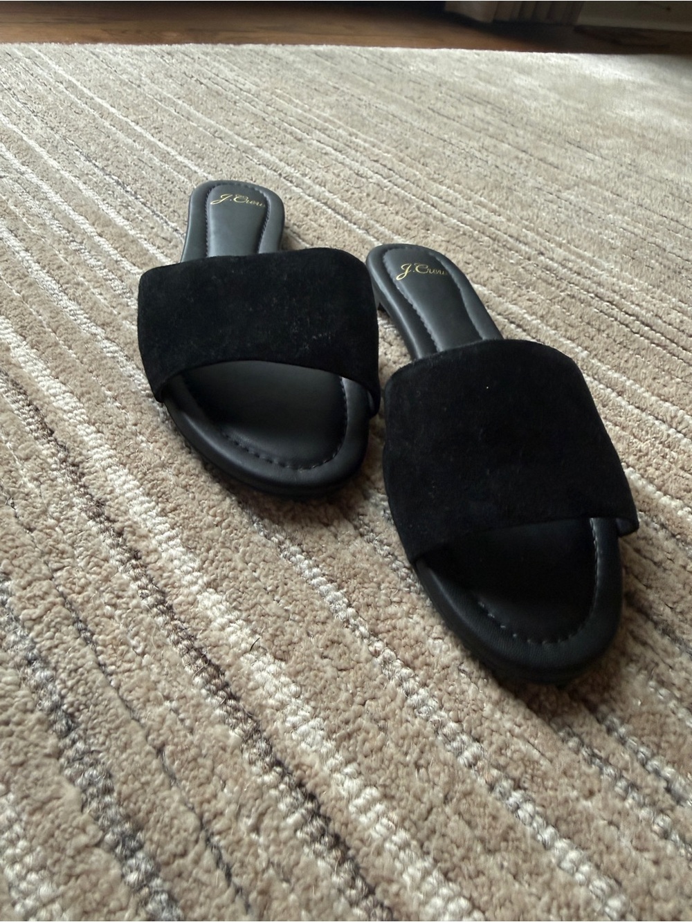 J. Crew Black Suede Slide Sandals